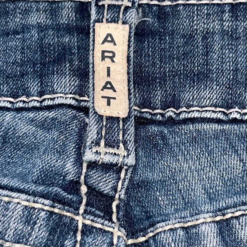 ARIAT REAL DENIM LOW RISE WESTERN BOOT CUT JEANS - W26" L35" EXTRA LONG TALL - Picture 12 of 16